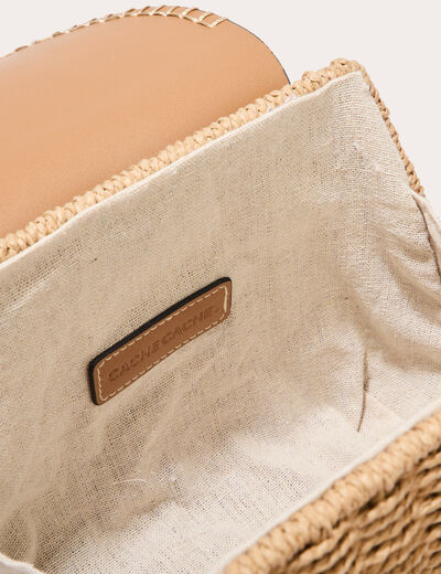 Sac boîte paille camel femme