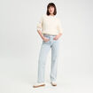 Jeans straight taille haute bleu gris femme