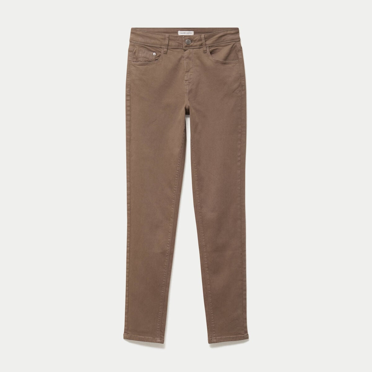 Jeans slim 5 poches taupe femme