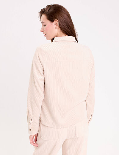 Chemise velours c&ocirc;tel&eacute; sable femme