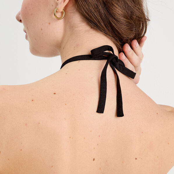 caraco detail fleur noir femme Caraco détail fleur noir femme