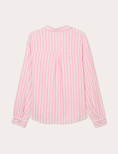 Chemise manches longues contenant du lin rose clair femme