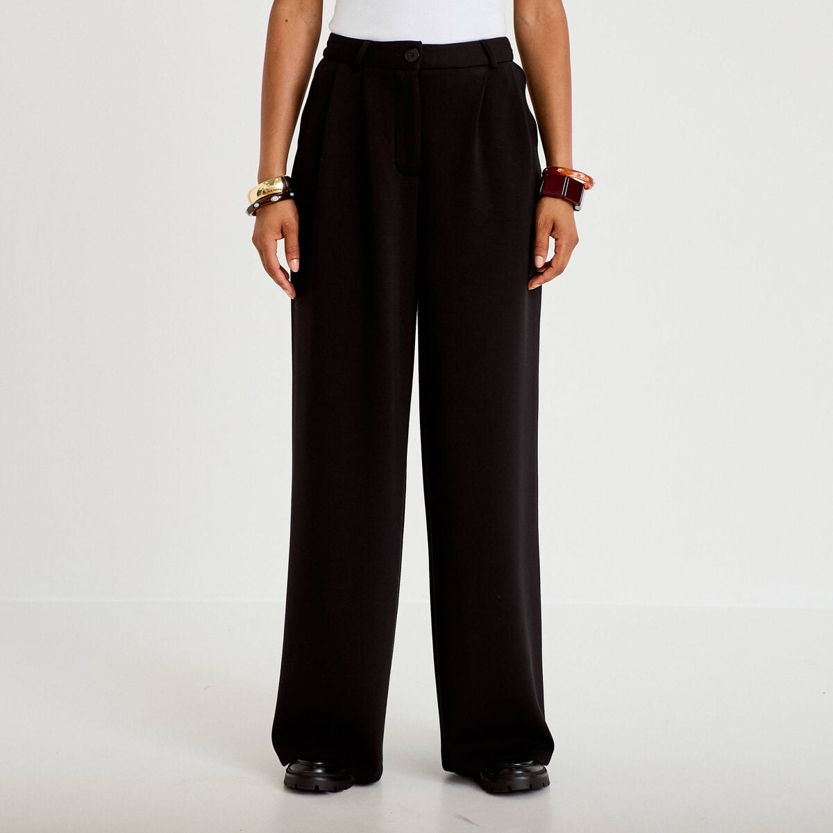 Pantalon bootcut taille standard noir femme