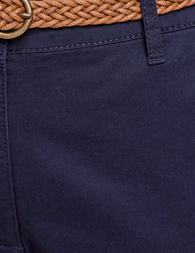 Pantalon chino 7/8ème bleu marine femme