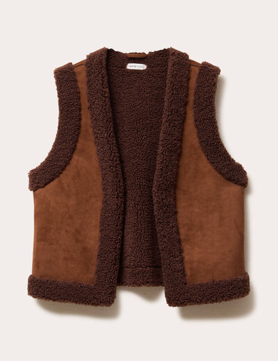Veste sans manches marron fonc&eacute; femme