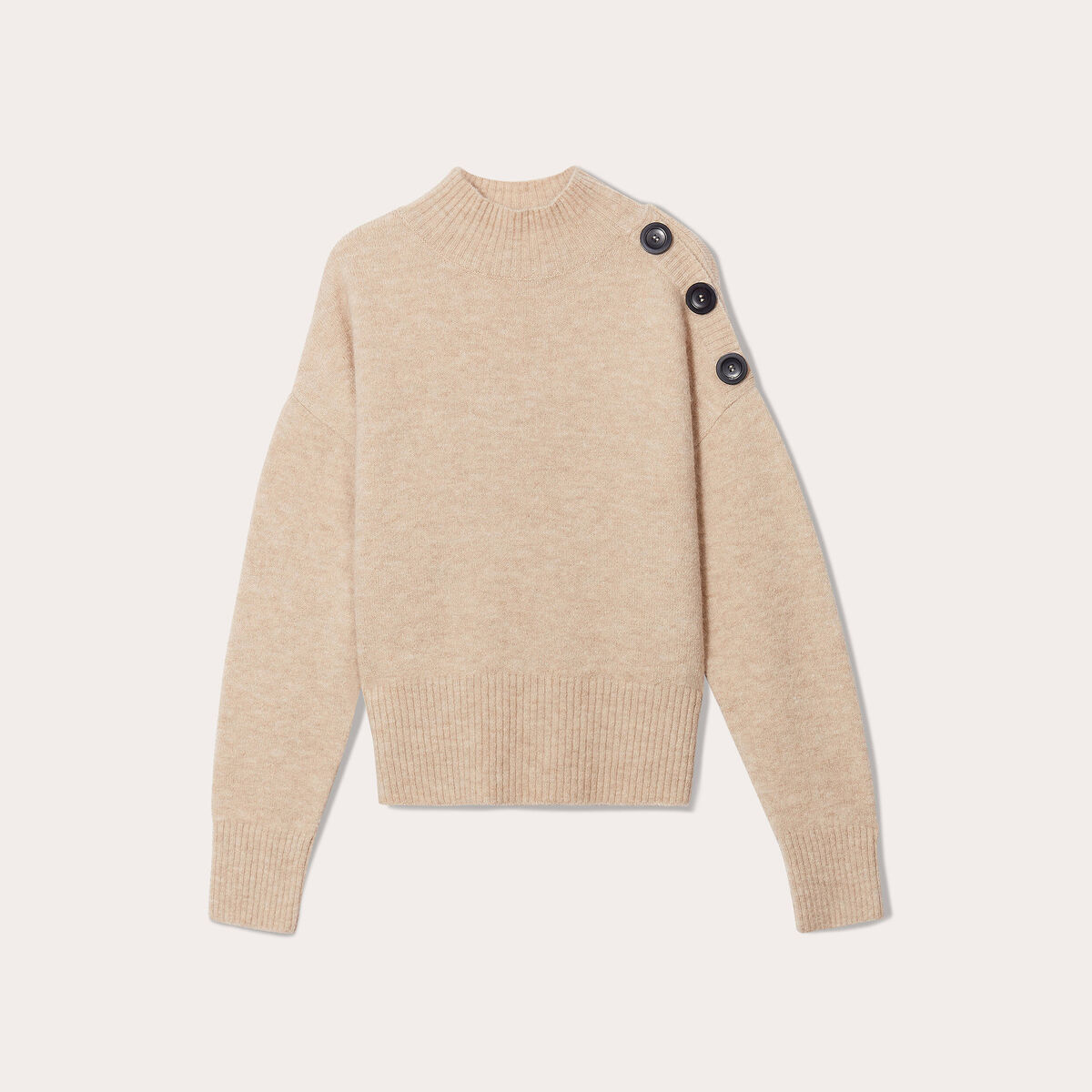 Pull col montant ecru femme
