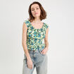 Blouse smockée manches courtes blanc femme
