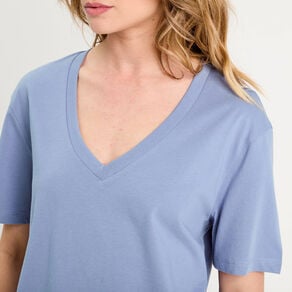 t shirt manches courtes bleu gris femme T-shirt manches courtes bleu gris femme