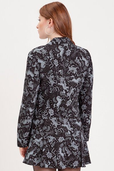 Veste droite manches longues noir femme