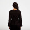 Blouse ajust&eacute;e col v manches longues noir femme