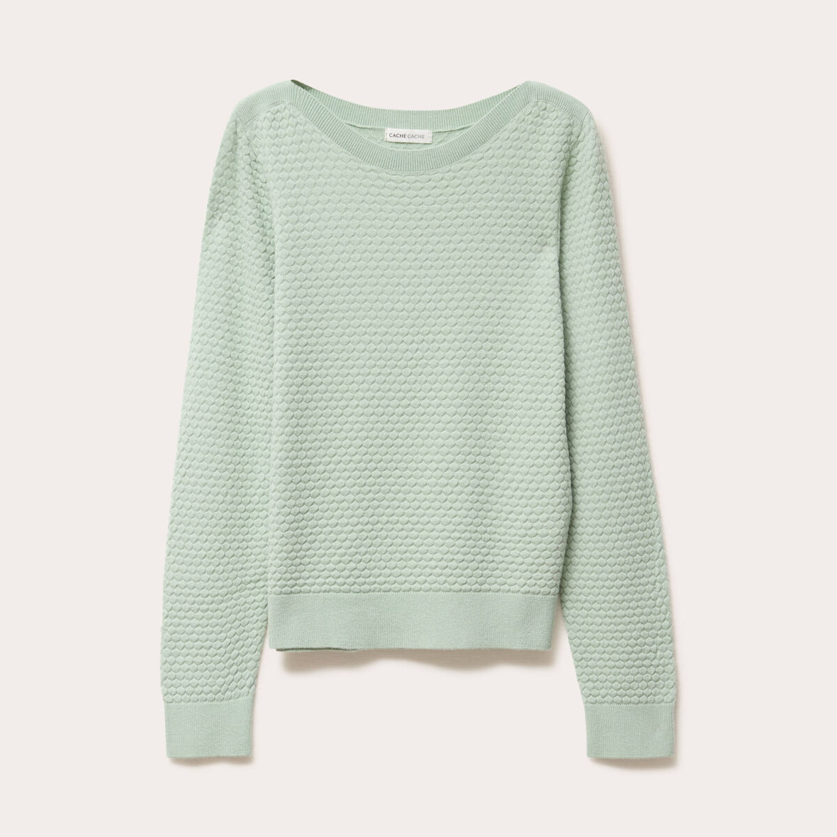 Pull col bateau vert pastel femme