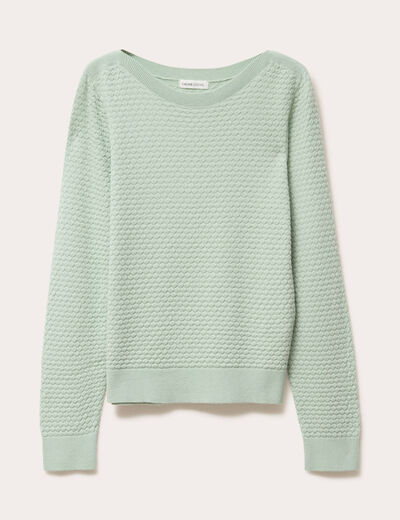 Pull col bateau vert pastel femme