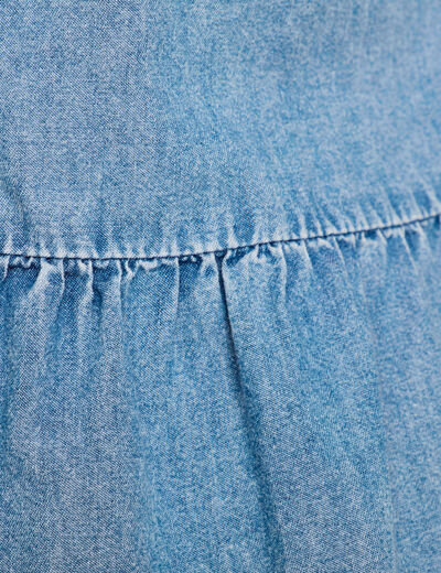 Blouse nouée en jean denim bleach femme