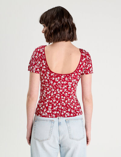 Blouse manches courtes bordeaux femme
