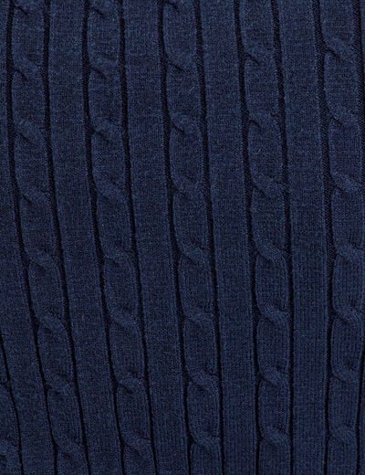 Pull manches longues torsades bleu marine femme