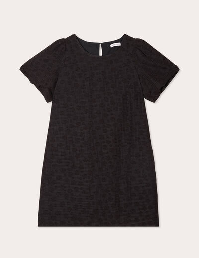 Robe droite manches courtes noir femme