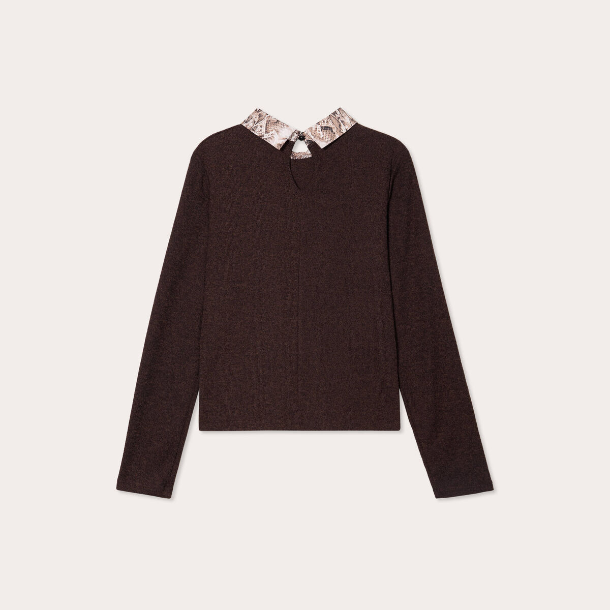 Pull manches longues marron foncé femme