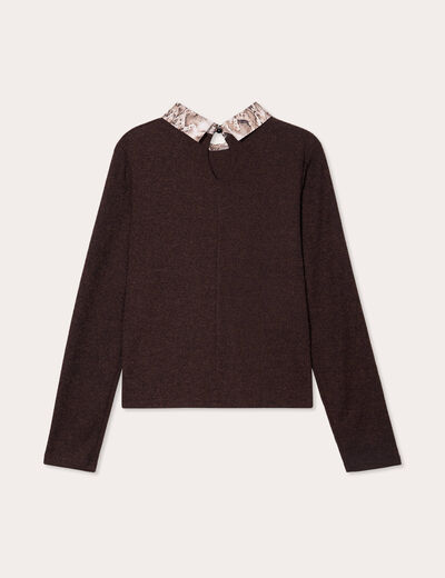 Pull manches longues marron foncé femme