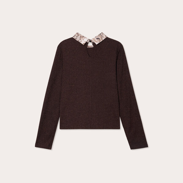 pull manches longues marron fonce femme Pull manches longues marron foncé femme