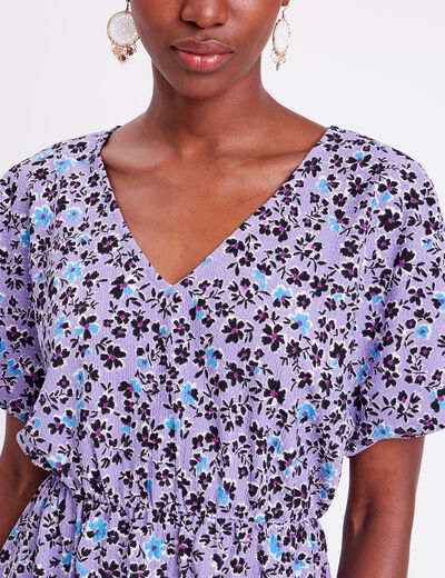 Robe évasée col en V parme femme