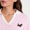 Pull manches longues col polo rose clair femme