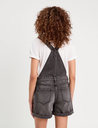Salopette short en jean denim noir femme