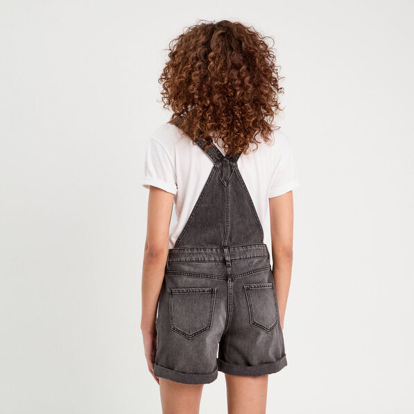 Salopette short en jean denim noir femme