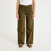 Jean bootcut en velours vert kaki femme