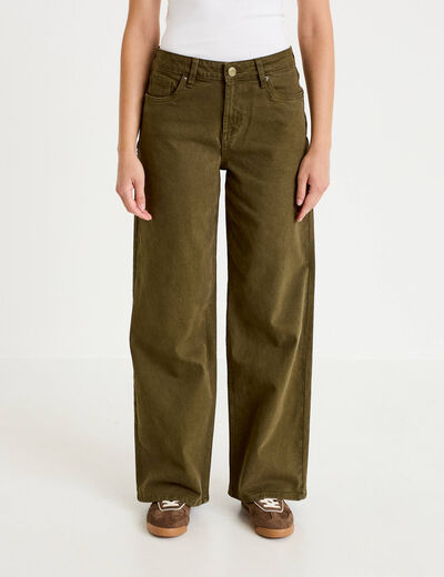 Jean bootcut en velours vert kaki femme