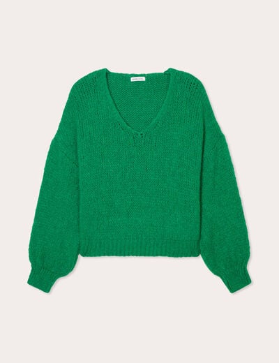 Pull manches longues vert femme