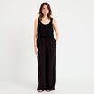 Combinaison bi-mati&egrave;re coupe large noir femme