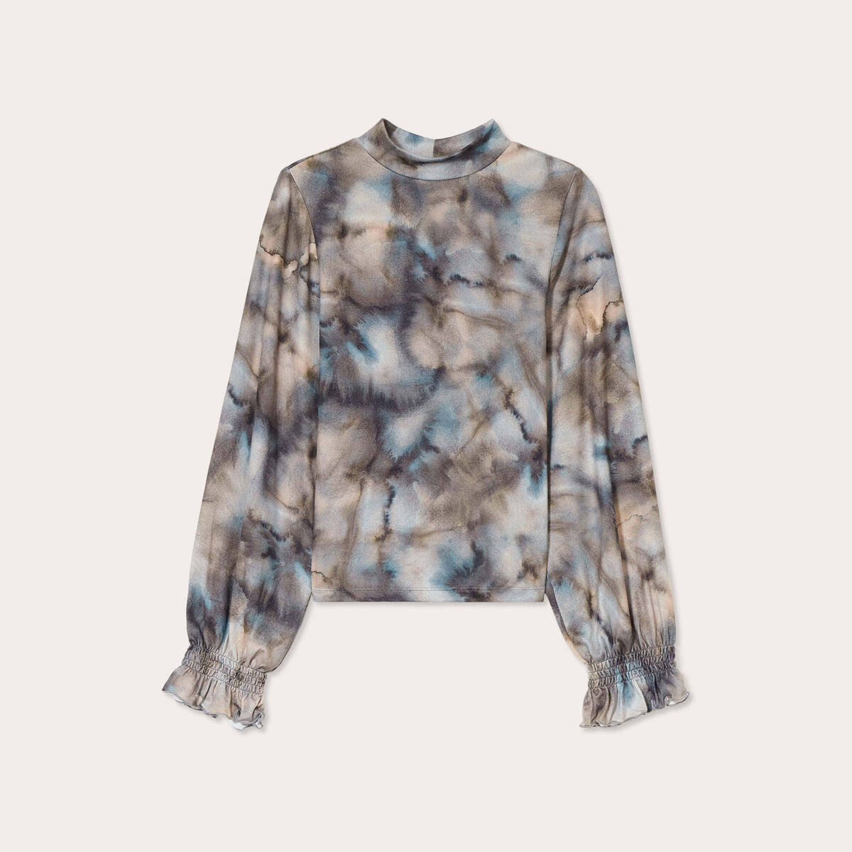 T-shirt col montant gris femme