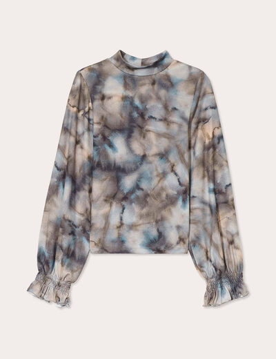 T-shirt col montant gris femme