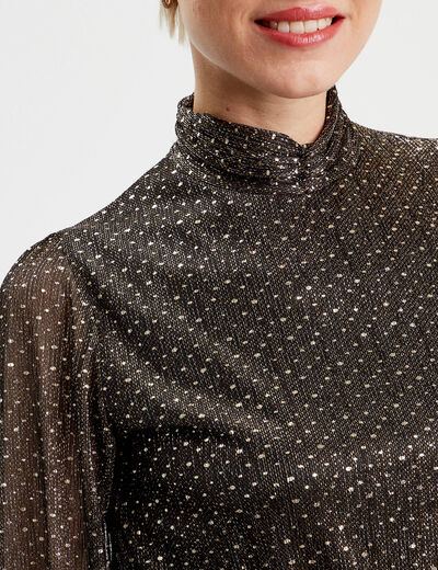 Blouse col montant noir femme