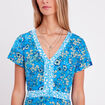 Robe droite manches courtes bleu clair femme