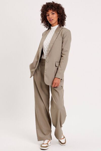 Veste blazer droite vert kaki femme
