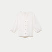 Blouse droite pliss&eacute;e manches 3/4 blanc femme