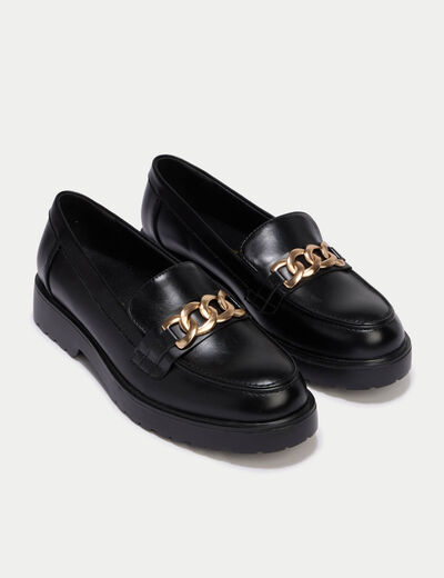 Mocassins avec bijou noir femme
