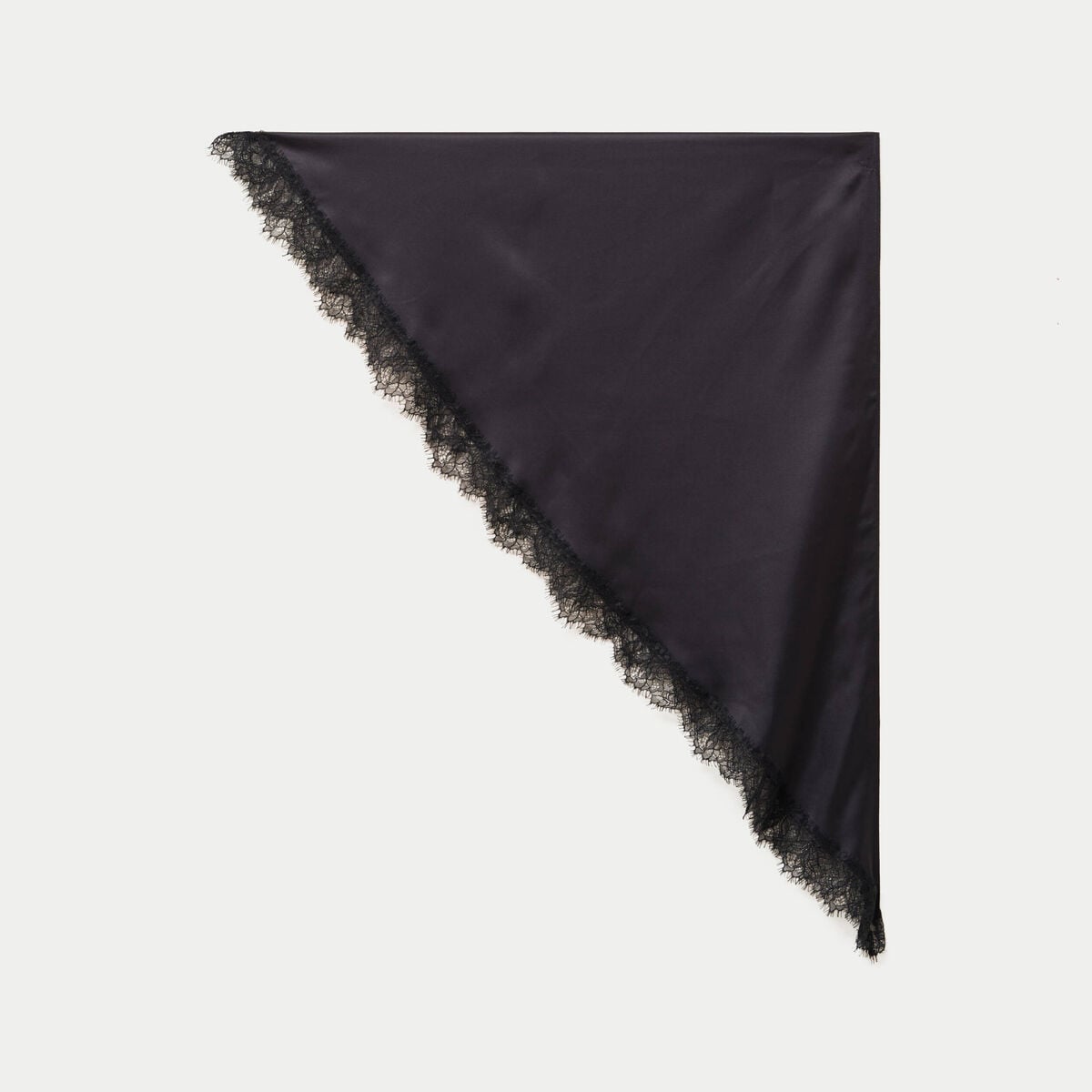 Foulard dentelle effet satin&eacute; noir femme