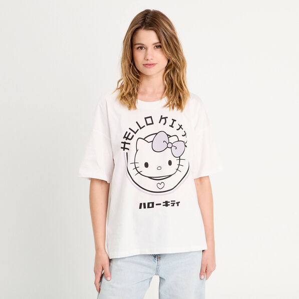 t shirt oversize hello kitty blanc femme T-shirt oversize Hello Kitty blanc femme