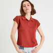 Polo manches courtes marron cognac femme