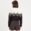 Pull manches longues col rond noir femme