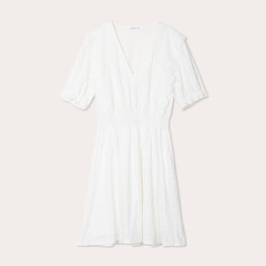 Robe évasée dentelle ecru femme
