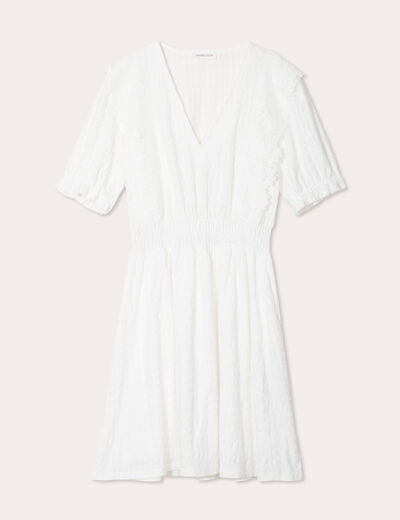 Robe évasée dentelle ecru femme