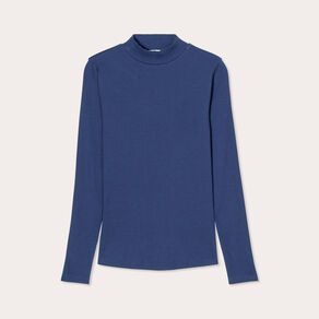 t shirt manches longues cotele bleu fonce femme T-shirt manches longues côtelé bleu foncé femme