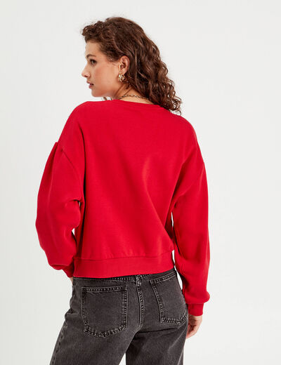 Sweat manches longues rouge femme