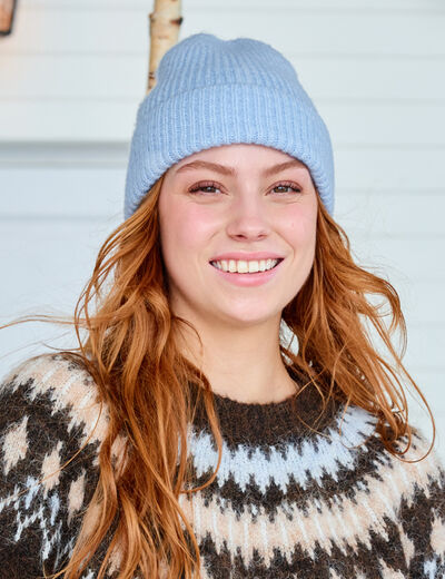 Bonnet bleu ciel femme