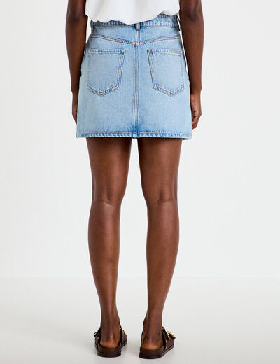 Jupe droite courte en jean clout&eacute;e denim double stone femme