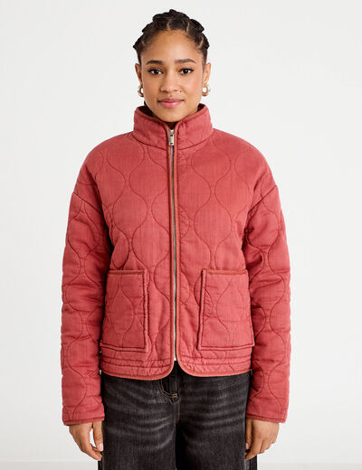 Veste matelass&eacute;e zipp&eacute;e vieux rose femme