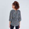 blouse large col en v denim noir femme